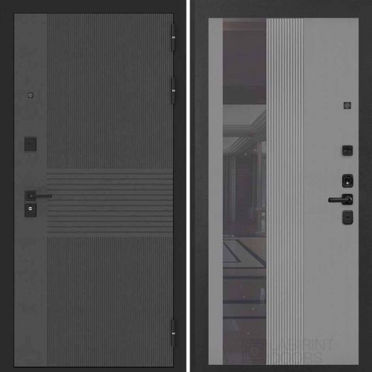 Входная дверь Бункер БН 05 - 32 Зеркало тонировка Серый софт рельеф