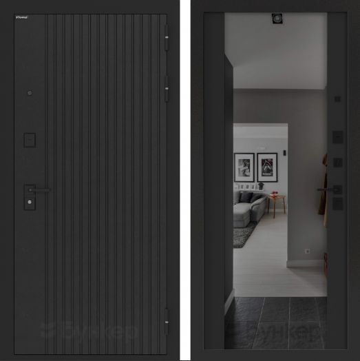 Входная дверь Бункер БН 06 - Зеркало максимум с тонировкой Черный кварц