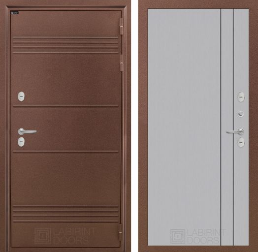 Входная дверь Лабиринт Термо Лайт - 10 Серый софт рельеф с терморазрывом