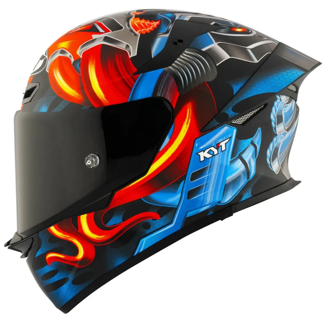 KYT Мотошлем TT-REVO MAGNET, цвет Черный Матовый/Синий/Красный
