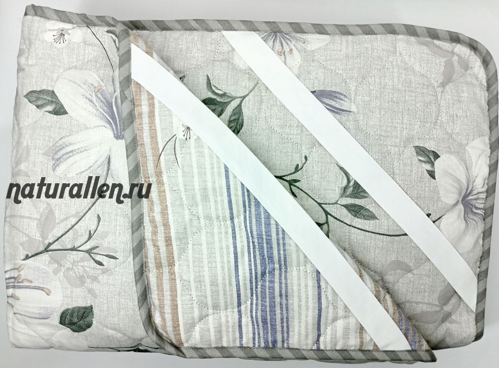 Наматрасник (лён/хлопок) цветы