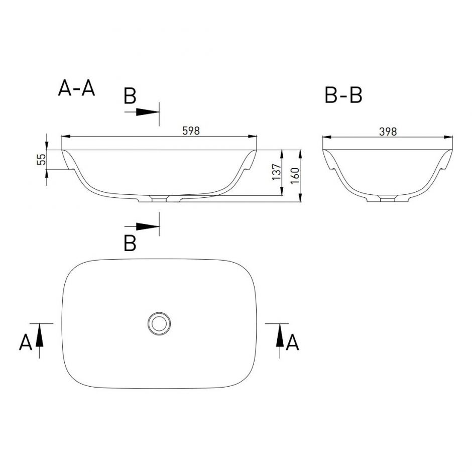 Белая полувстраиваемая раковина Salini Marea 02 59,8х39,8 1802202M ФОТО