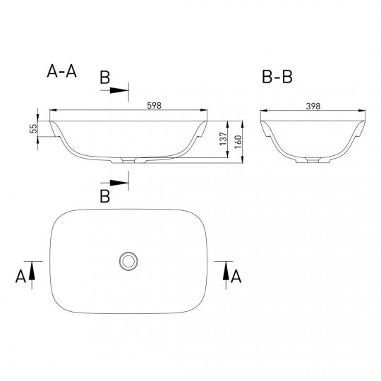 Белая полувстраиваемая раковина Salini Marea 02 59,8х39,8 1802202M схема 2