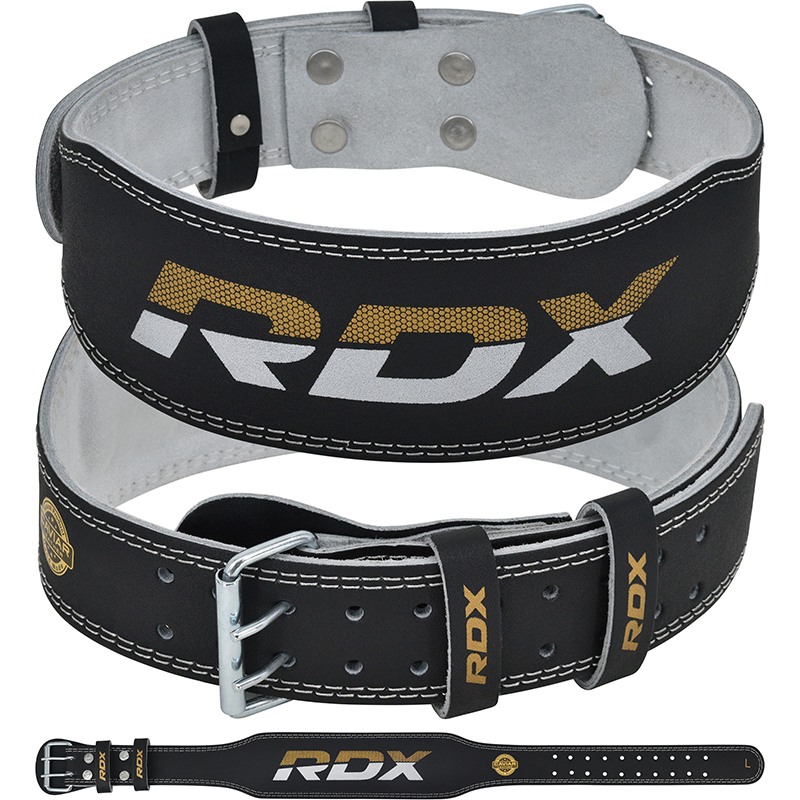 Пояс Т/А RDX Leather L, 4 дюйма (10см.), чёрныо-золотистый, WBS-4RB-L