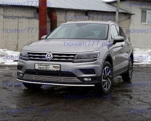 Защита переднего бампера, ТСС, сталь ф 42мм на Volkswagen Tiguan 2