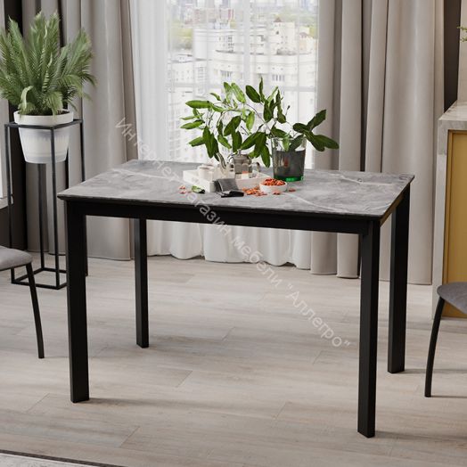 Стол раздвижной «Риттер» Тип 2 Черный муар, Керамика матовая серый мрамор