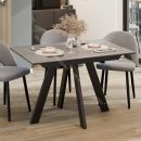 Стол обеденный «Бронкс» Тип 1 Черный муар, Керамика матовая серый мрамор