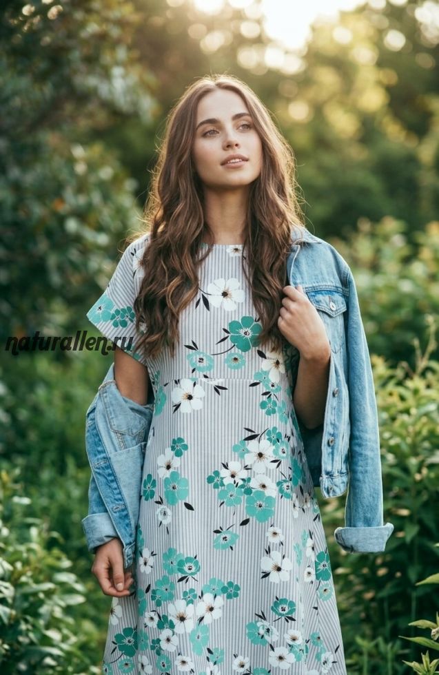 Льняное платье Полоска 44-58