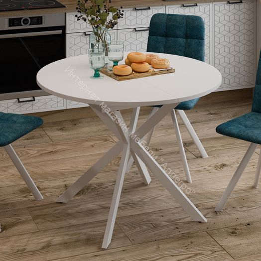 Стол обеденный раздвижной «Мэдисон» Тип 1 Белый муар, Белый