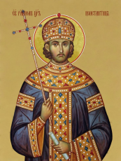 Рукописная икона Константин Великий Равноапостольный на липовой доске (ктг4-22154)