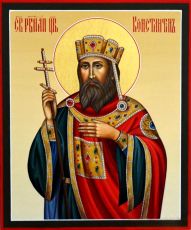 Рукописная икона Константин Великий Равноапостольный на липовой доске (ктг2-22156)