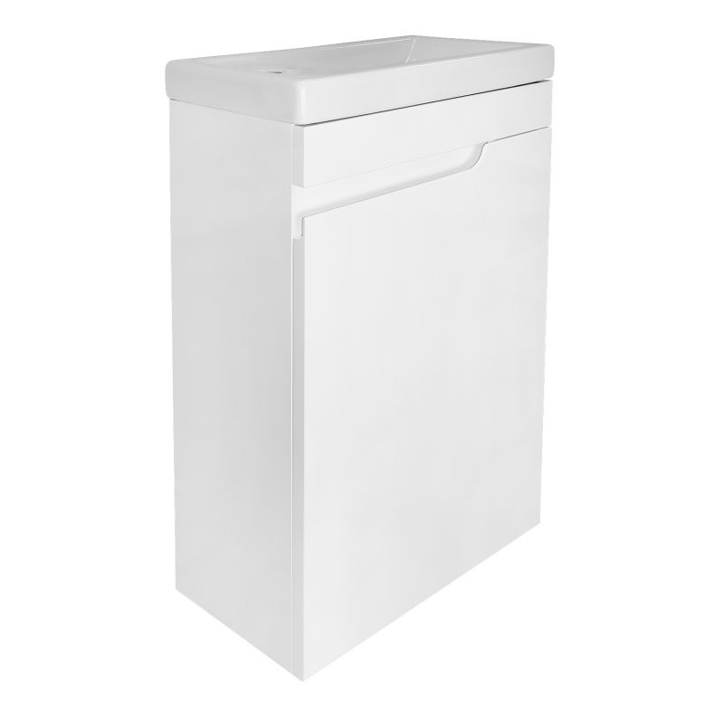 Комплект Тумба Azario KANTRI 45 450х250х775 подвесная, с раковиной, правая, белый глянец CS00097245