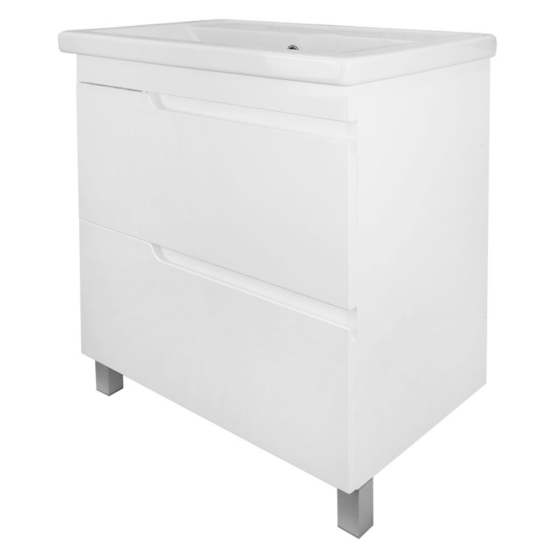 Комплект Тумба Azario KANTRI 70/2Н 700х455х865 напольная, с раковиной, белый глянцевый CS00097252