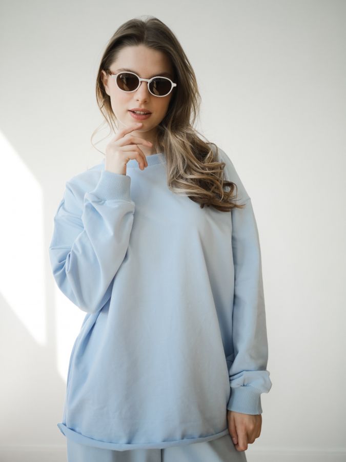Кофта с длинным рукавом голубая