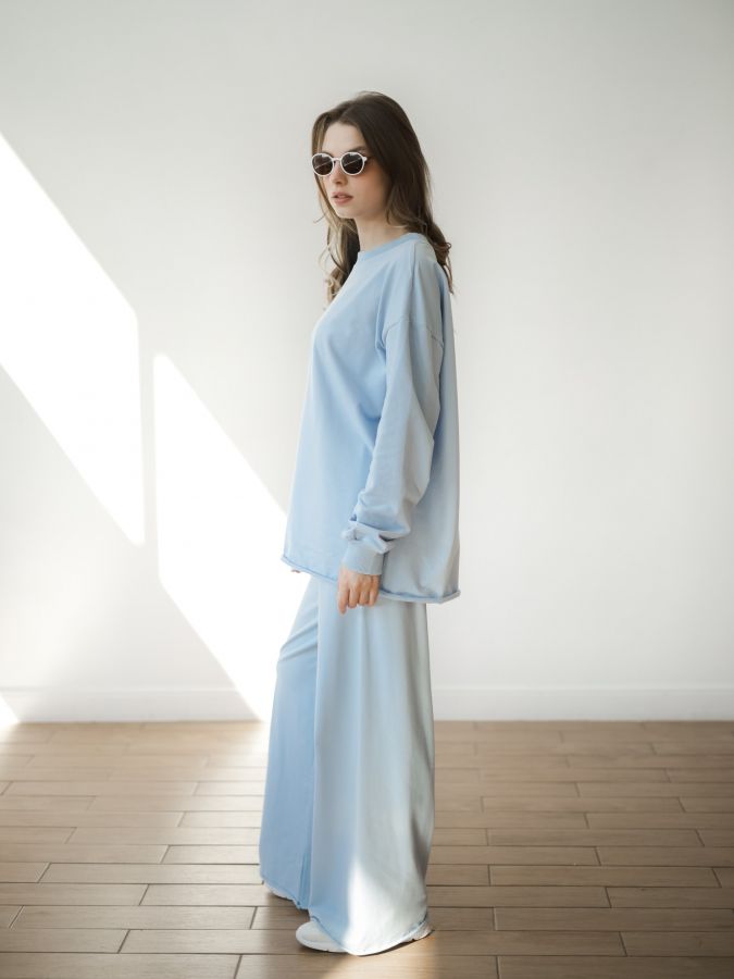 Кофта с длинным рукавом голубая