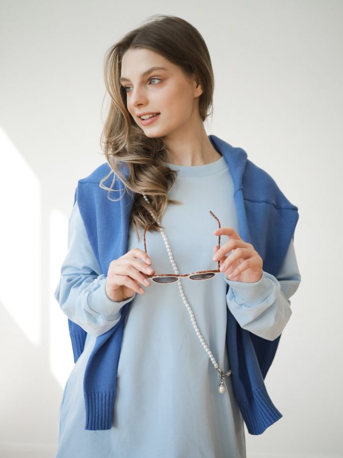 Кофта с длинным рукавом голубая