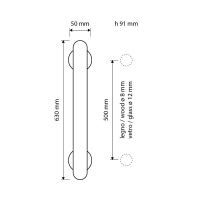 Ручка-скоба Linea Cali Aura 1800 MN. Длина 630 мм. схема