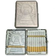 Портсигар СССР БАМ Железная дорога алюминий с сигаретами БАМ Свердловск. ГОСТ 3935-81.