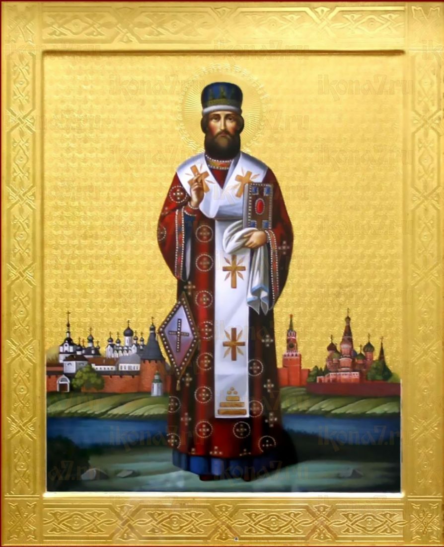 Рукописная икона Филипп Митрополит Московский на липовой доске (ктг9-22237)