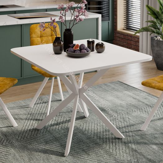 Стол обеденный раздвижной «Лиссабон» Тип 1  Белый муар, Белый