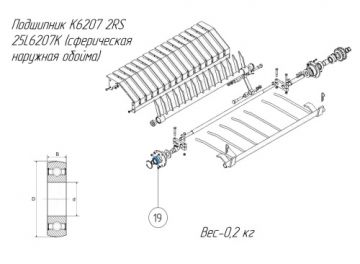 Подшипник K6207 2RS 25L6207K (сферическая наружная обойма)
