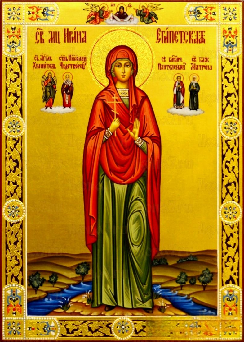 Рукописная икона Ирина Египетская на липовой доске (ктг9-22347)