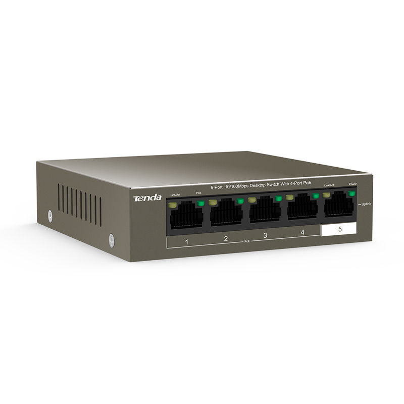 Коммутатор TENDA TEF1105P-4-38W 4-PoE Неуправляемый 5-ports, TEF1105P-4-38W