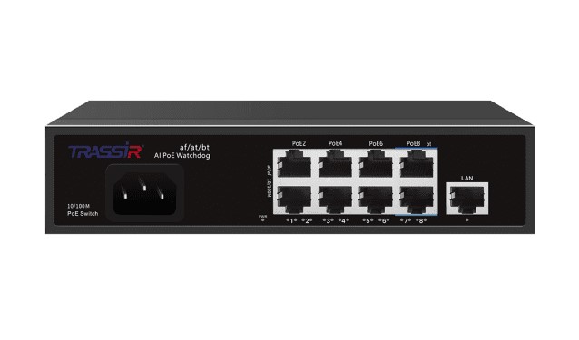 Коммутатор Trassir NS1109-120-8PoE 8-PoE Неуправляемый 9-ports, TR-NS1109-120-8POE