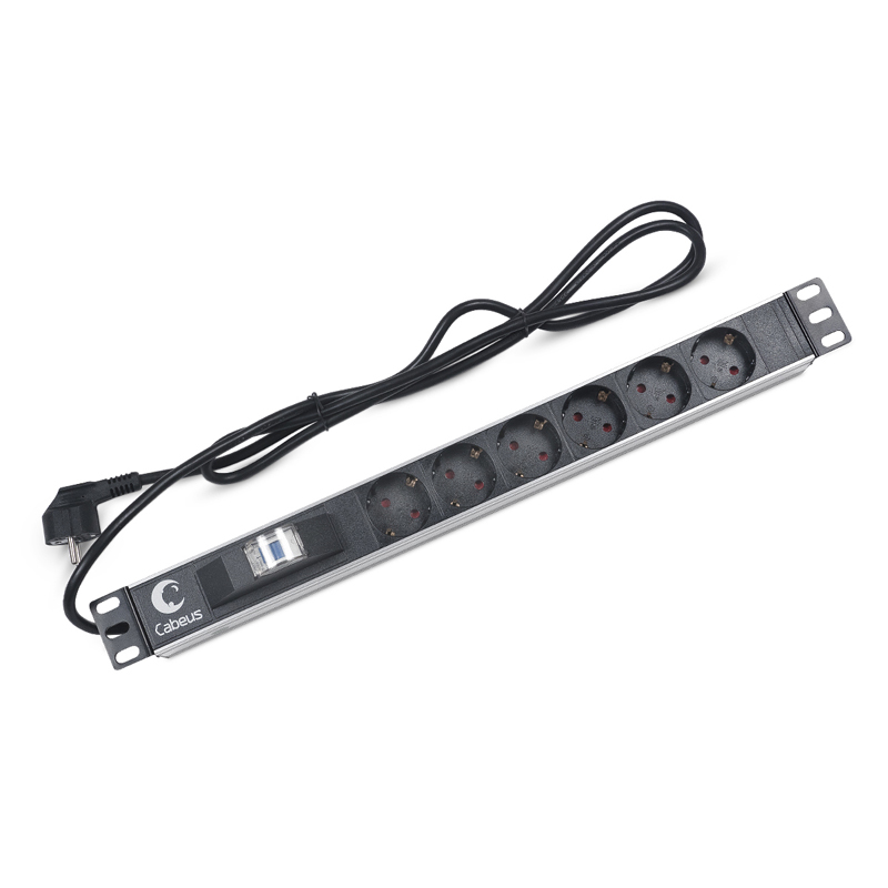 Блок розеток Cabeus PDU, 1U, PDU-6P-B-2EU