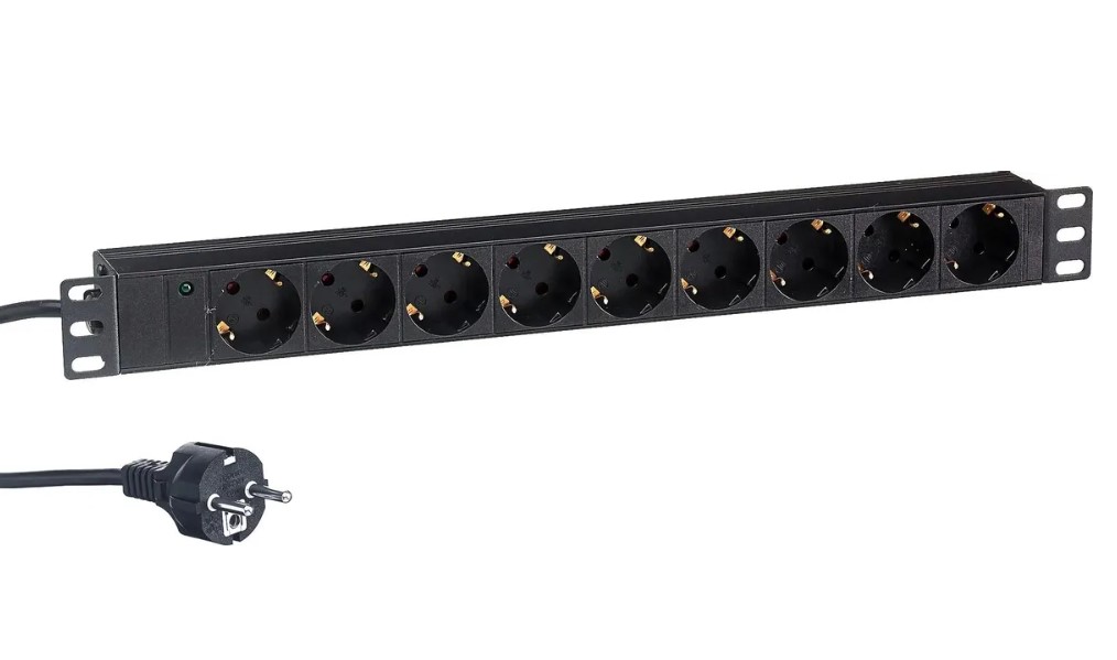 Блок розеток Exegate PDU-19H903 Al-9S-EU2, 1U, EX280849RUS