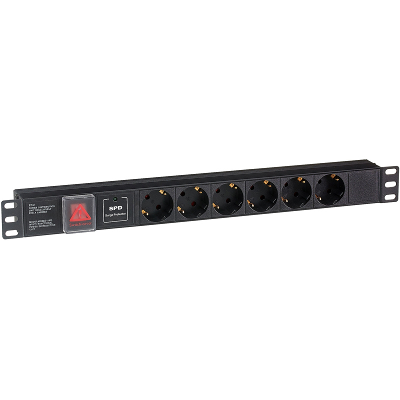 Блок розеток Exegate ServerPro PDU-19H607 Al-6S-C14-SW-SPD1, 1U, EX280832RUS