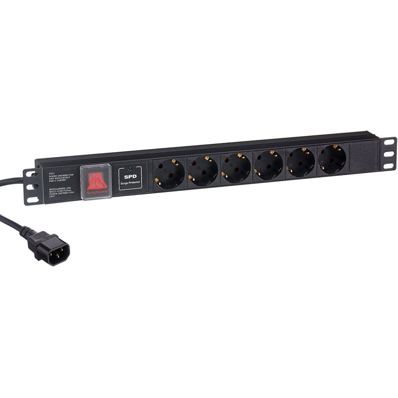 Блок розеток Exegate ServerPro PDU-19H609 Al-6S-C14-2, 1U, EX280834RUS