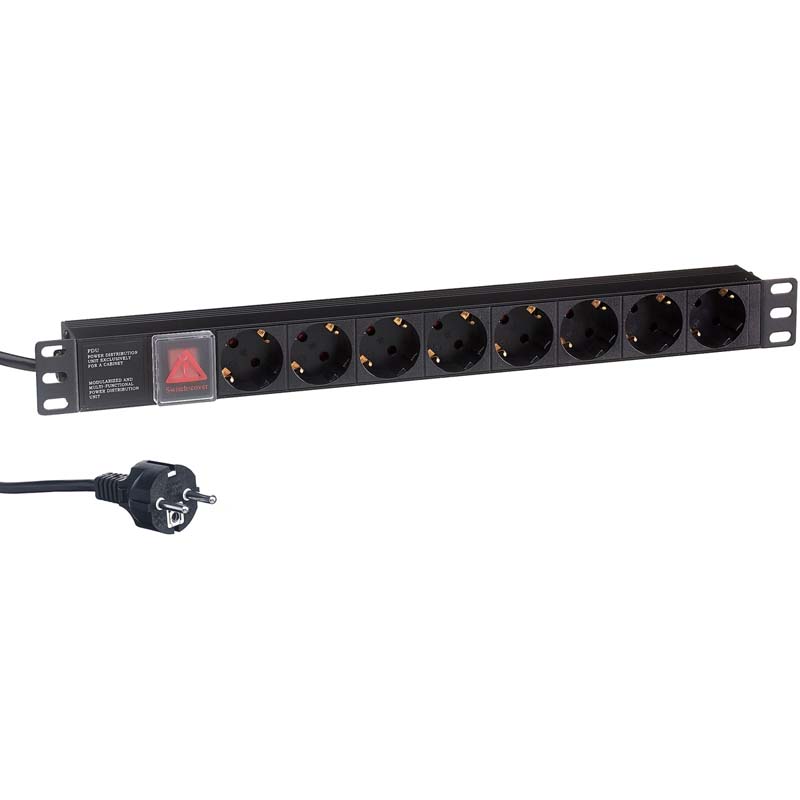 Блок розеток Exegate ServerPro PDU-19H804 Al-8S-EU2.5CU-SW, 1U, EX280843RUS