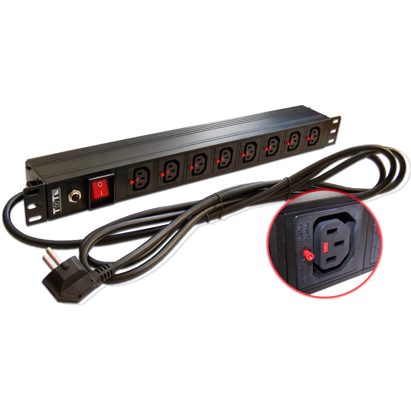Блок розеток LANMASTER TWT-PDU, 1U, TWT-PDU-10A8C3L-3.0