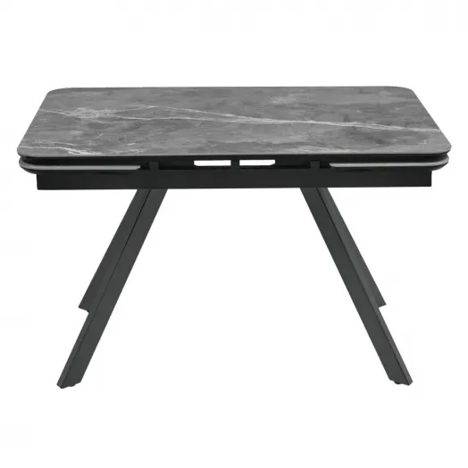 Стол Arthur раскладной 120-184x80x75см, керамогранит серый мрамор Greys Grey, чёрный