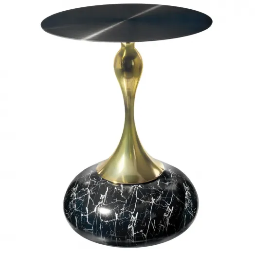 Кофейный столик Angel 40x55см, чёрный мрамор, металл