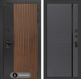 Входная дверь Лабиринт Айслаб - 22 Графит софт, черная вставка с терморазрывом