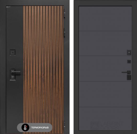 Входная дверь Лабиринт Айслаб - 13 Графит софт с терморазрывом