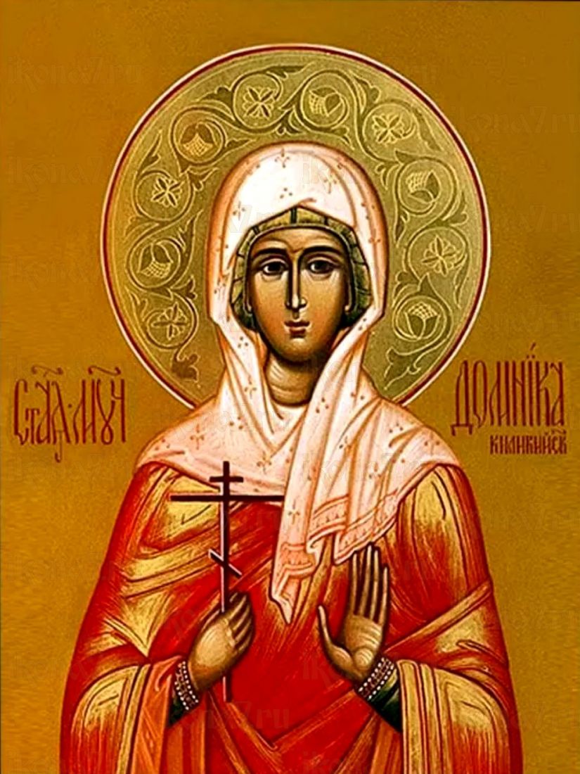 Рукописная икона Домнина Киликийская на липовой доске (22405)