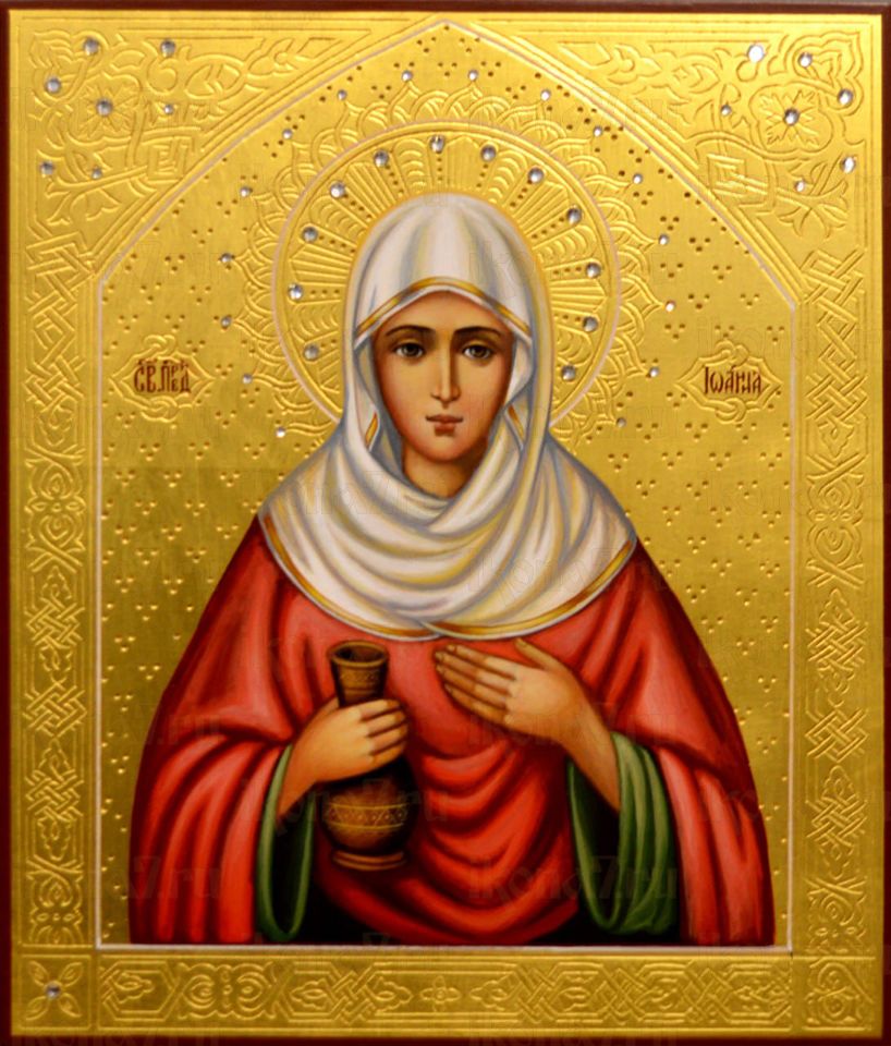 Рукописная икона Иоанна Мироносица на липовой доске (22443)