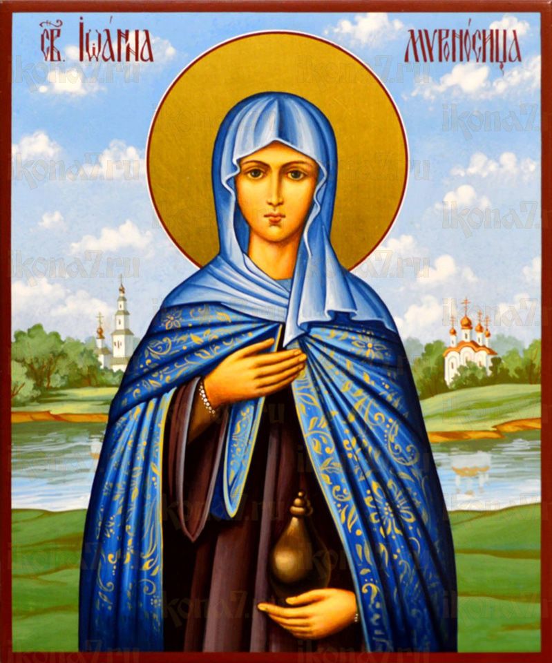 Рукописная икона Иоанна Мироносица на липовой доске (22444)