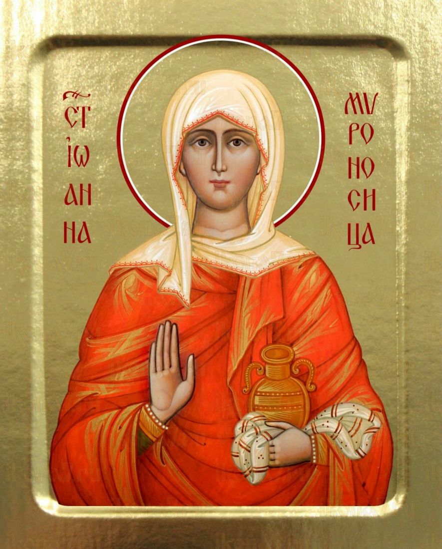 Рукописная икона Иоанна Мироносица на липовой доске (22458)