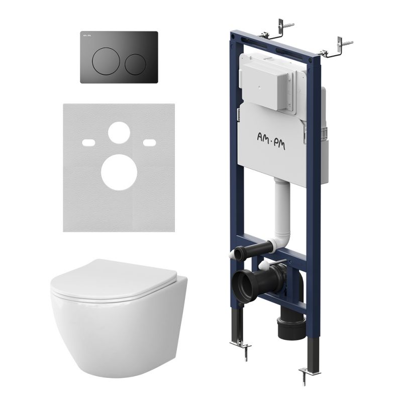 Комплект инсталляции AM.PM MasterFit унитаз Like Aquaspin, клавиша черная IS130138.801901