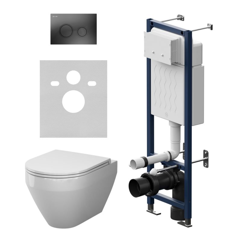 Комплект инсталляции AM.PM ErgoFit унитаз Spirit V2.0 Aquaspin, клавиша черная IS110138.701900