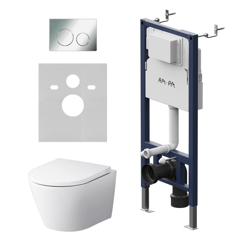 Комплект инсталляции AM.PM PrimeFit с унитаз X-Joy Aquaspin, клавиша хром IS90151.851900
