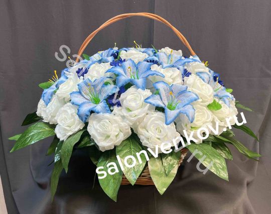 Ритуальная корзина из искусственных цветов N38, РАЗМЕР 50см
