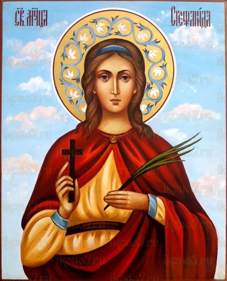 Стефанида Дамасская рукописная Икона на липовой доске (22508)
