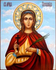 Стефанида Дамасская рукописная Икона на липовой доске (22508)