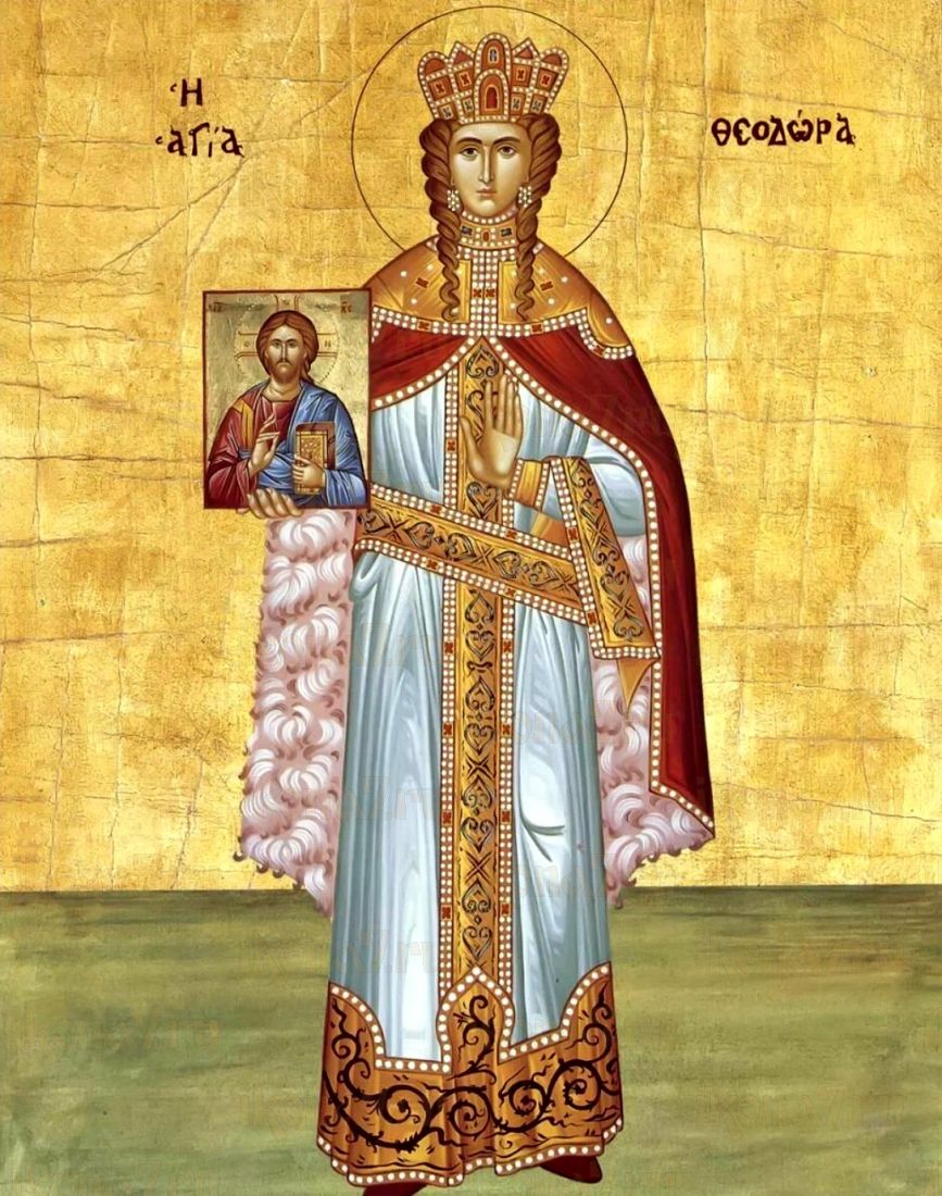 Феодора Цареградская рукописная Икона на липовой доске (22512)