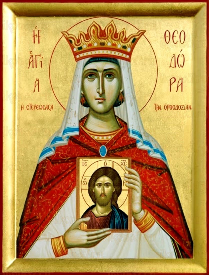 Феодора Греческая рукописная Икона на липовой доске (22514)
